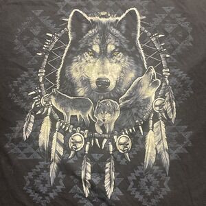 Vintage Aztec Wolf Southwestern T Shirt Men's Size 3XL Grunge Vibes